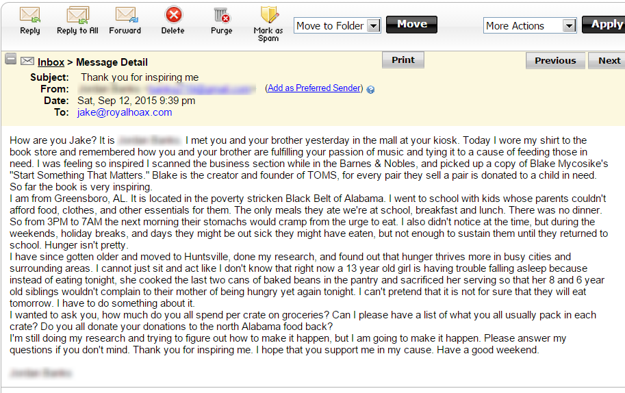 RoyalHoax's tweet photo. We love getting emails like this! #fanfriday #hoaxnation #rock4hunger #inspirational #MotionCreatesEmotion http://t.co/GoTzW337B4