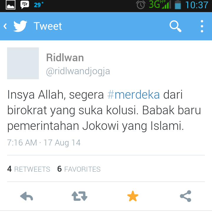 you_bram's tweet photo. kata @ridlwandjogja ini adl "Babak baru pemerintahan jokowi yg Islami" !!! http://t.co/0X9Ddt5KbC