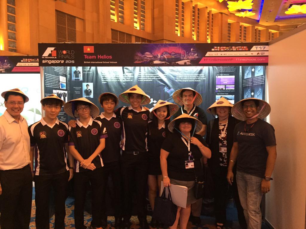 BISHeliosF1's tweet photo. Thanks for visiting our pitstop and trying on our hat! #F1inSchoolsWF @TeamResetGr @autodesk http://t.co/dCjauM2dr0