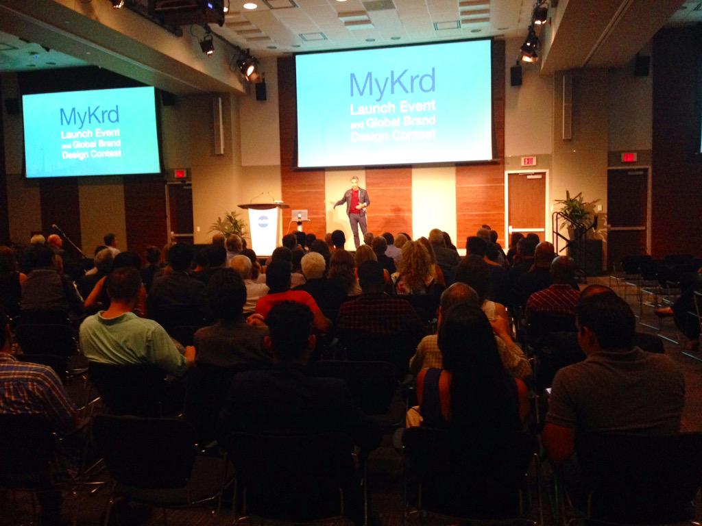 ellebulger's tweet photo. Great turnout tonight at the @MyKrdApp launch. @bruce_croxon taking the stage #MyKrd @MaRSDD #CanTech http://t.co/e4xVVXBVHB