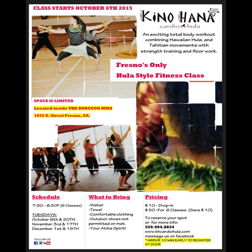 CARDIO HULA "6 Fall Fitness classes" at The Dungeon MMA **Any Fitness Level. Get Hula Fit with Kino Hana, Cardio-Hula