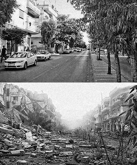 BewareHumans's tweet photo. Syria before &amp; after http://t.co/kJaUOpXmBO
