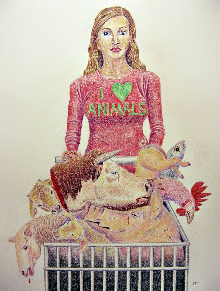 JoFrederiks's tweet image. Blind to the Hypocrisy
#compartmentalization #VeganArt #AnimalRights #AnimalHolocaust #drawing