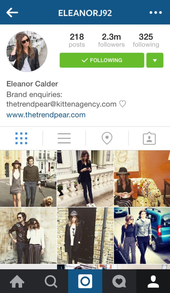 EleanorJTeams's tweet photo. Another #EleanorUpdate Eleanor has reached 2.3M on Instagram and changed her bio! π @EleanorJCalder http://t.co/YF89I5Ycdl