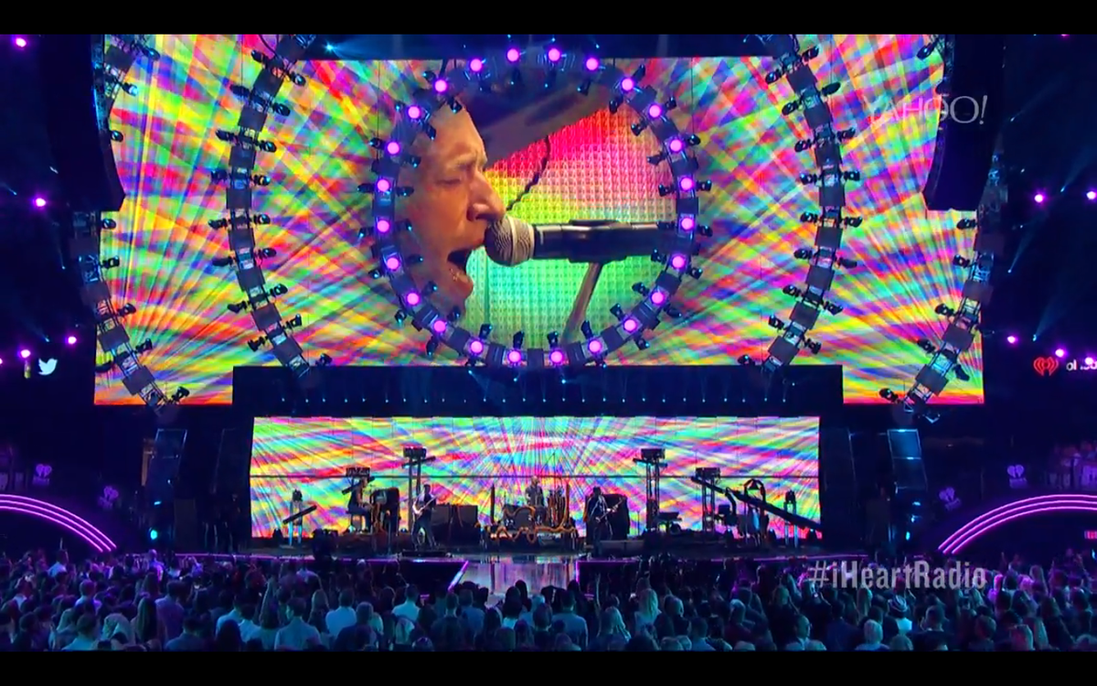 coldplay's tweet photo. Good evening Vegas! #iHeartRadio A http://t.co/J2IgxLjtcT