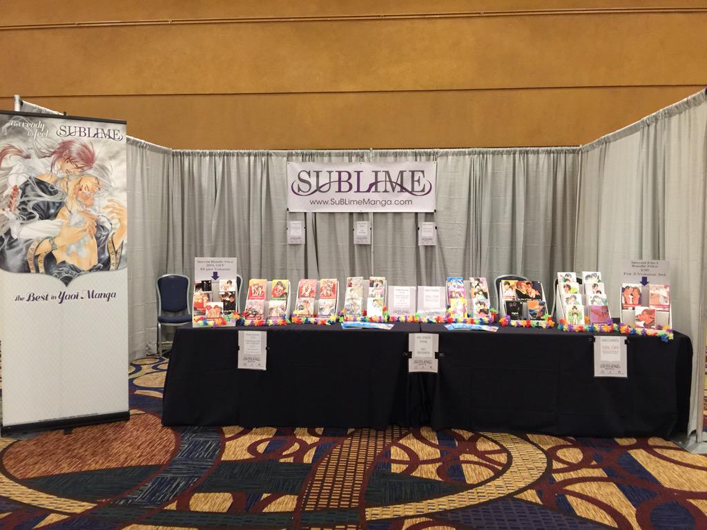 SuBLimeManga's tweet photo. Look at our pretty booth! So much yaoi! #Yaoi #YaoiCon #YaoiCon2015 #Booth40 http://t.co/NnCRmMpRMm