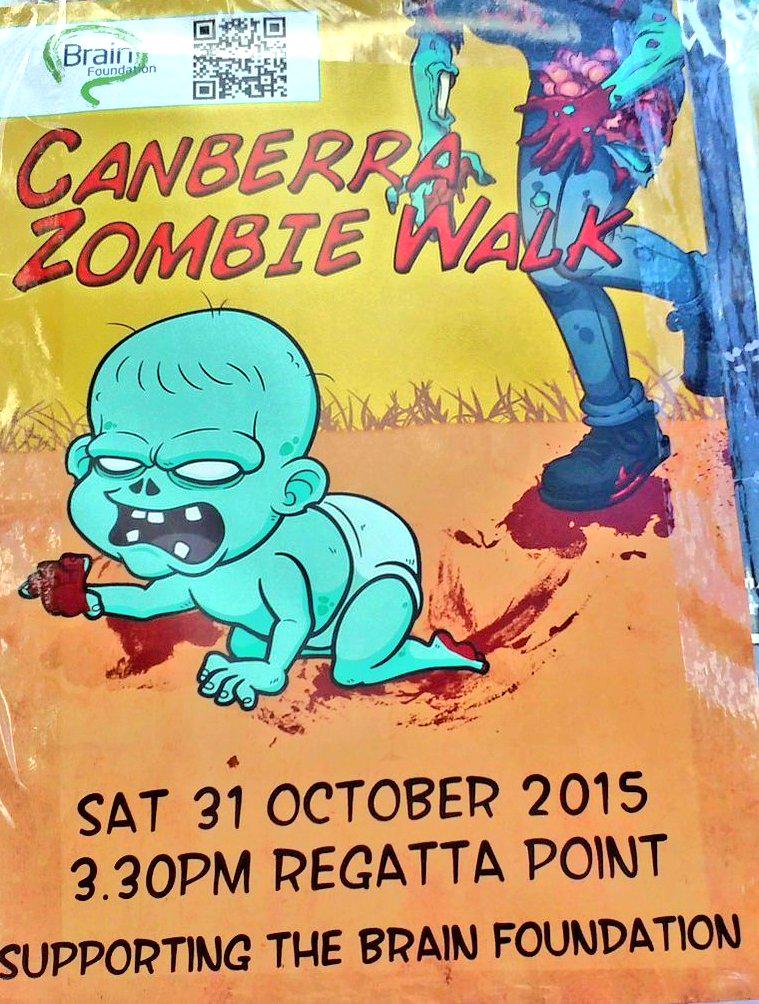 LMildwater's tweet photo. #zombie walk 👽#CBR #Canberra🌟
Raising money for the #brainfoundation.👍
Saturday 31st October😈
3-30pm #RegattaPoint 👺 http://t.co/amnioOVOvH