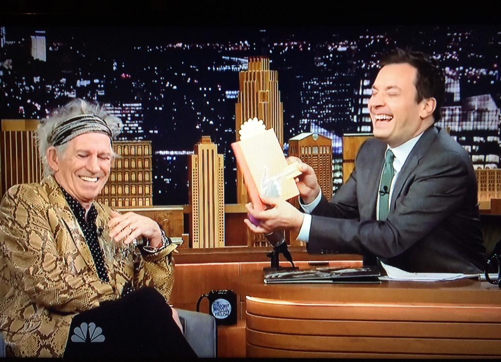 What a way to start off a Happy Birthday for Jimmy Fallon with Keith Richards! Some on point gifts!! 