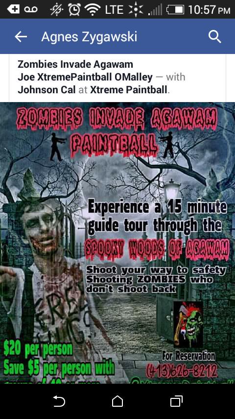 AgnesZygawski's tweet photo. Paintball and zombies does in New England. #extremepaintball #zombie crawl http://t.co/P2walmWuu2