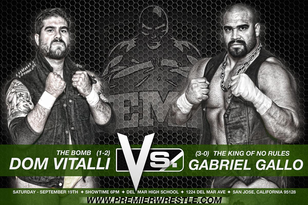 PREMIERwrestle's tweet photo. It's going to be a WAR! Gabriel Gallo and Dom Vitalli throw friendship out the door tomorrow night at #PREMIERX! http://t.co/zW7rTIVsoP