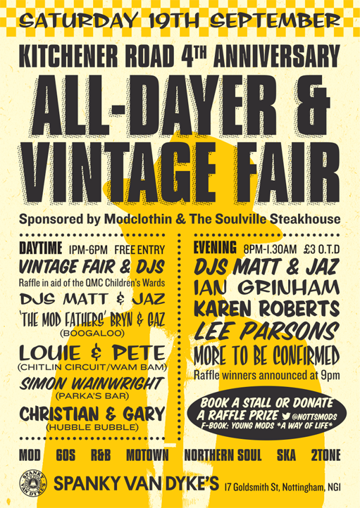 nottsmods's tweet photo. Today's the day! Join us at @SpankyVanDykes from 1pm for our Vintage Fair and alldayer! http://t.co/VYvuOhxuRS