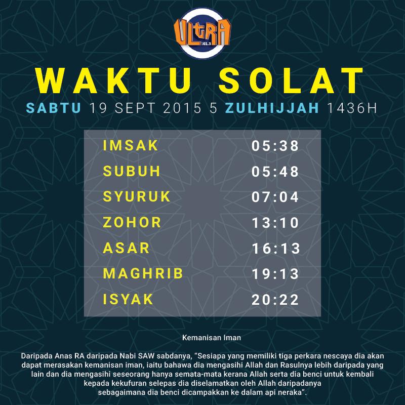 ULTRA 101.3FM on Twitter: "Waktu Solat Asar bagi zon Kuala ...