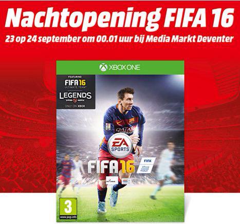 MediaMarktDev's tweet photo. Nog even wachten en dan kunnen de #FIFA16 fanaten zich weer uitleven! #Deventer #nachtopening #gamen http://t.co/r3NejWKmRK