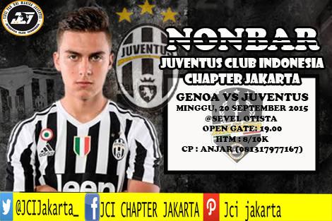 JCIJakarta_'s tweet photo. Nonbar Serie A Gio. 4, Genoa vs JUVENTUS, Minggu 20 Sep 2015 @ Sevel Otista. Og: 19:00wib ramaikan! @JCI_Juvedonna http://t.co/2JNV0TWiSD