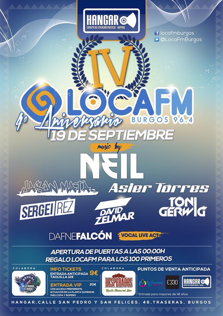 SergeiRez's tweet photo. HOY Aniversario @LocaFmBurgos en @HangarBurgos

w/
@neilsole
@DavidZelmaR
@tonigerwig
@JasonMataFM
@AsierTorresDj

😎 http://t.co/51INnTTwvT