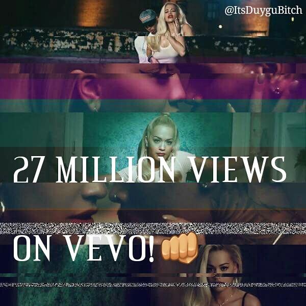 duyguXyildiz's tweet photo. @RitaOra #BodyOnMeMusicVideo
27 MILLION VIEWS 👊 ON VEVO!!! 🎉🎉🎉 #RitaBotsPOWER http://t.co/OZhypVcVqA