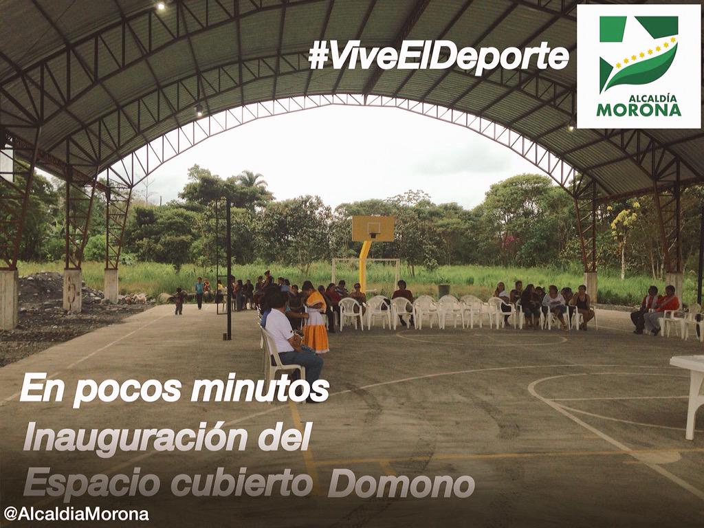 MunicipioMorona's tweet photo. Los vecinos de la comunidad de #Domono, parroquia #Proaño siguen llegando a la inauguración del espacio cubierto. http://t.co/Effl7gu4mV