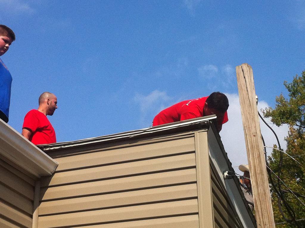 <a href="/Northside_CC/">Northside Christian Church</a> #ServeDay. Things are looking up at the Habitat house..