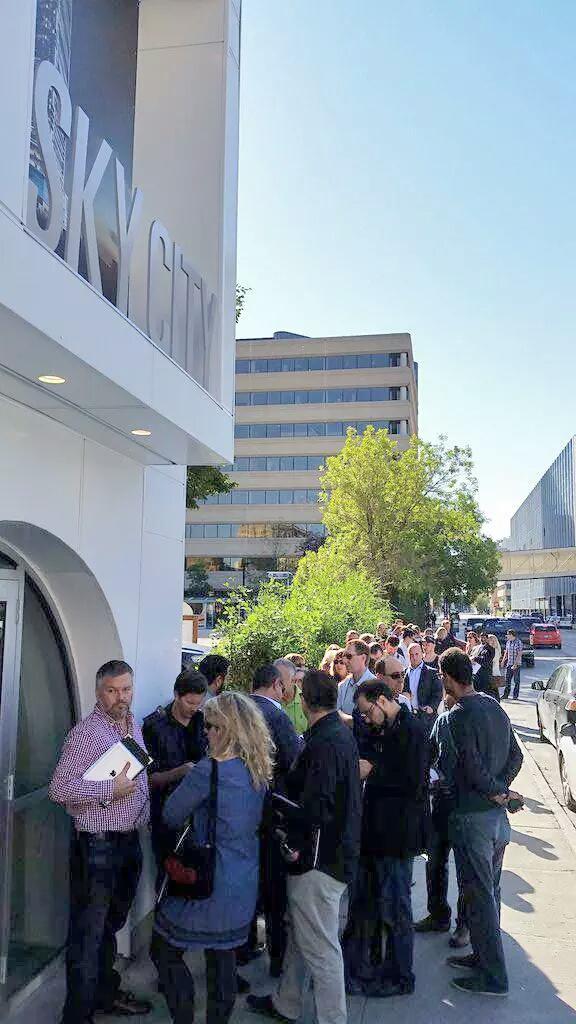Tasha_FDS's tweet photo. Buyers are lined up down the block and the Sales Center officially opens! @SkyCity WPG @FDSBroker @FortressRDI http://t.co/VMFLqi61iT