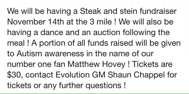 EvolutionBHC's tweet photo. Details released on fundraiser # 1 ! Hope to see you all there ! #AutismAwareness http://t.co/kFbhRqTggl