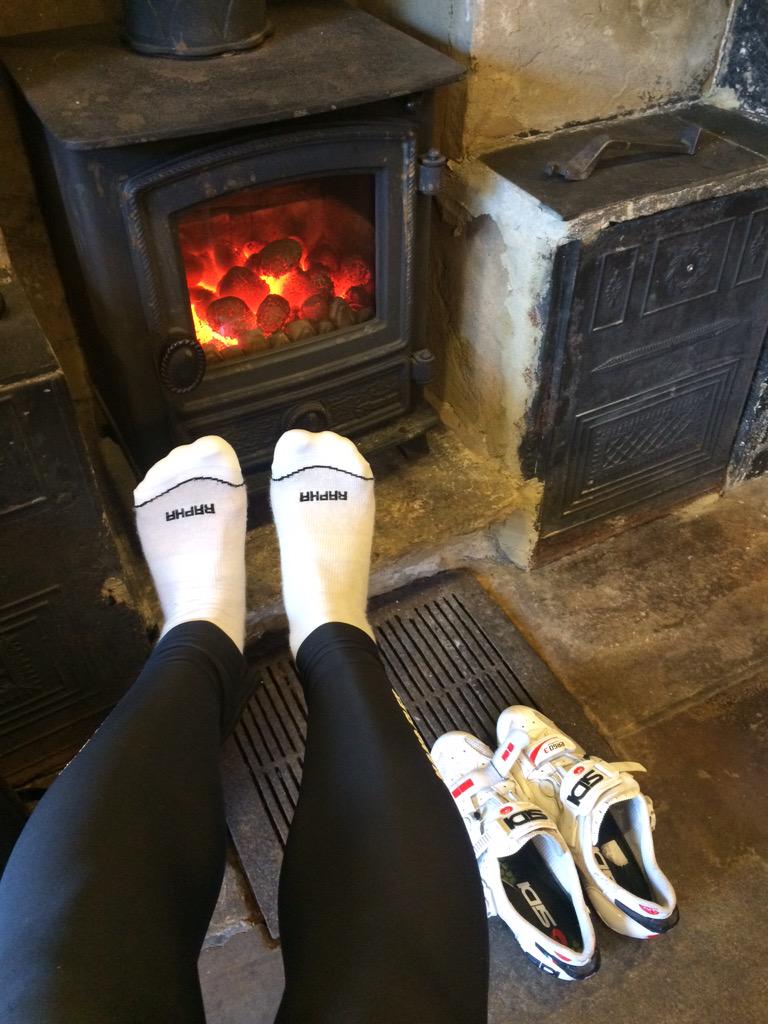 ChrisJHague's tweet photo. @rapha Cold climbing over Malham Yorkshire Dales this morning! Defrosting in Kettlewell before riding home to Leeds http://t.co/0lFd6V2VKm