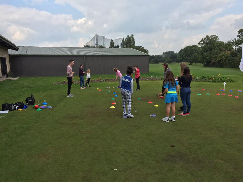 EngGolfDis's tweet photo. @EGPYouthPanel members trying new games with @AaronHatchford girls session #skills #golf http://t.co/i2o7EhwUrx