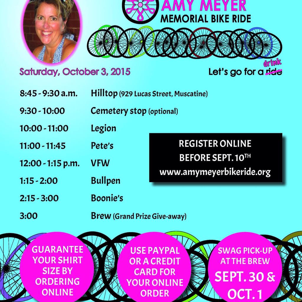 AmyMeyerBikeRd's tweet photo. The countdown is on! October 3, 8:45, at the Hilltop, be there!!Cant wait to see you! Let's go for a ride...🚴 http://t.co/aMzu6YWN2r