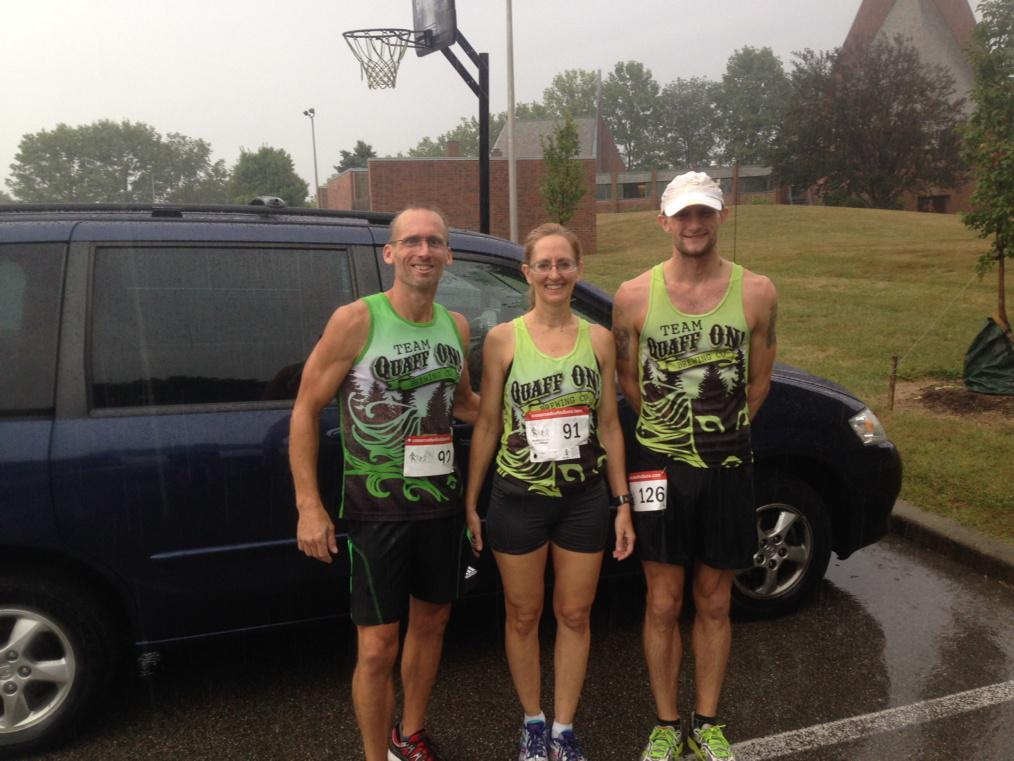 QuaffOnRacing's tweet photo. #quaffnation type weather for the SEEDS of Love 5k! 1,3 for Joe &amp; Rob, 1st for DeAnne! @QuaffONBrewing http://t.co/IetnKzxR1U