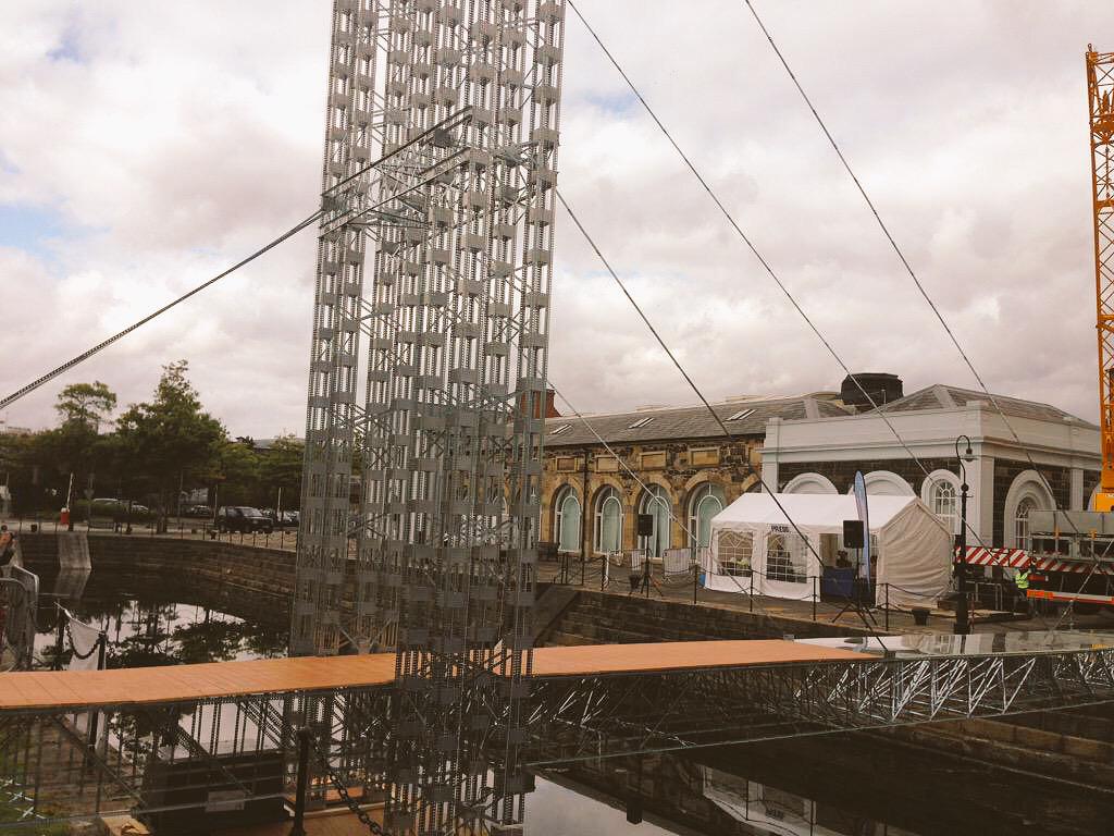 QUBelfast's tweet photo. We're record breakers! Congratulations to everyone involved in the #QUB #WorldRecord for longest #meccano bridge. http://t.co/d3T0Q2MMCt
