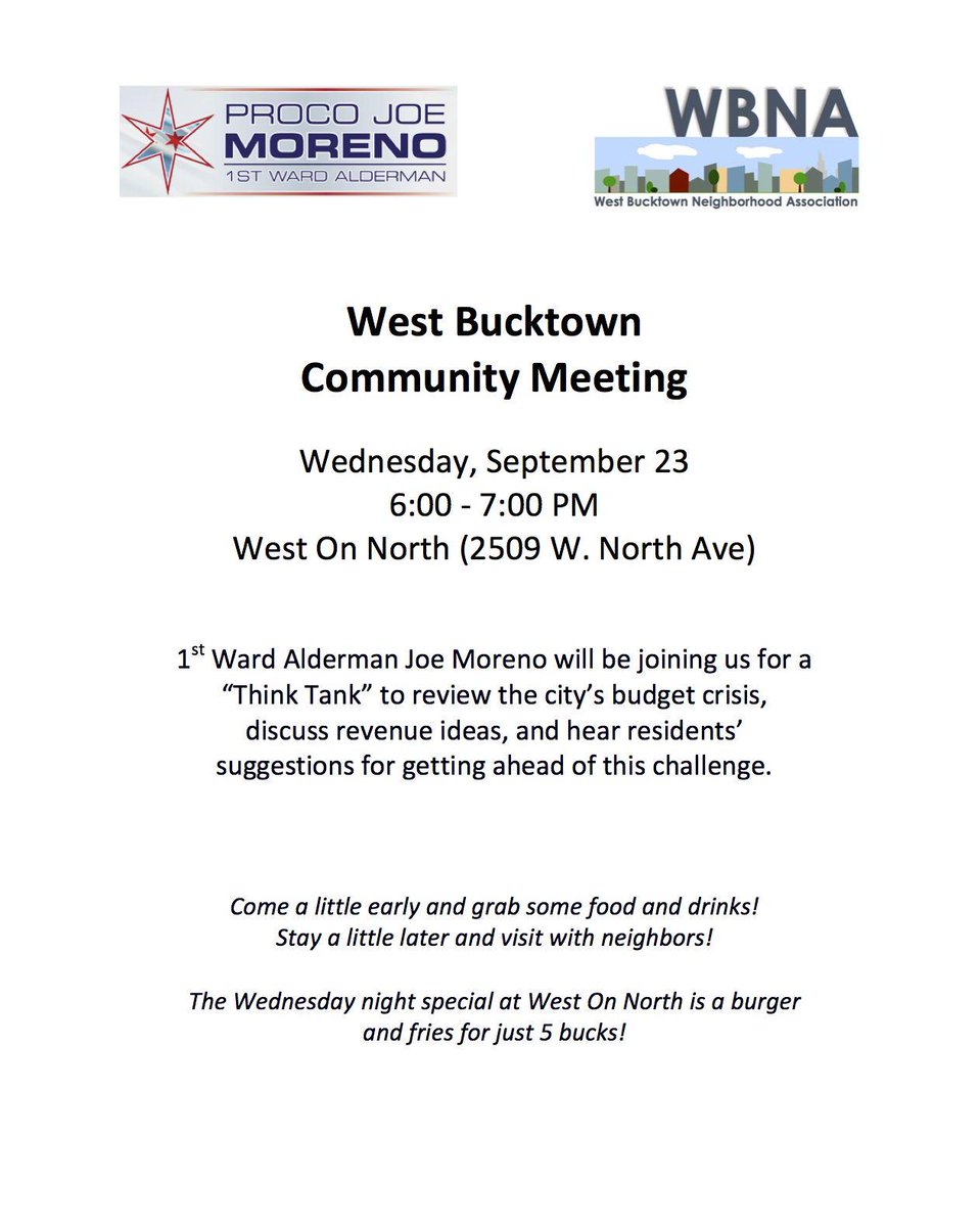 Everyone's got their own great ideas for fixing the city's budget crisis, right? Come share with @Alderman_Moreno!