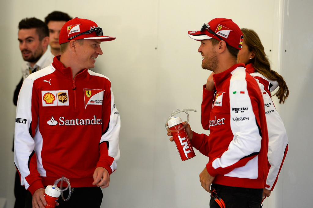 ScuderiaFerrari's tweet photo. Pole Position for #Seb5, 1st with Ferrari and 208 for the team! #Kimi7 is P3 Great job guys! Beautiful! #SingaporeGP http://t.co/8A72AaC2Gl