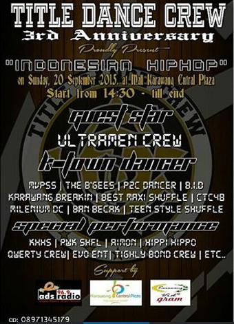 Yuk yang di Karawang besok merapat ke @ Mall Karawang Central Plaza. Ada Ultramen Crew di 3rd Anniv
<a href="/titledancecrew/">TITLE DANCE CREW</a>