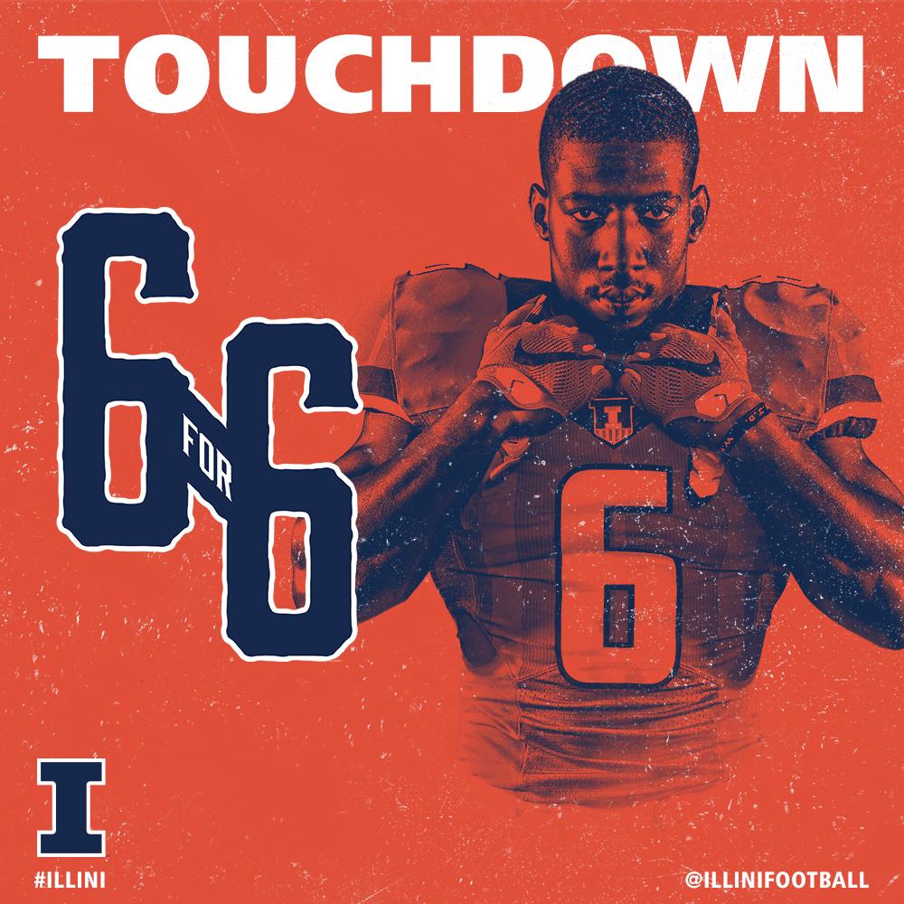 IlliniFootball's tweet photo. TOUCHDOWN ILLINOIS! Ferguson finishes it off from the 1-yard line. #Illini #6for6 http://t.co/19kCC9nCeV