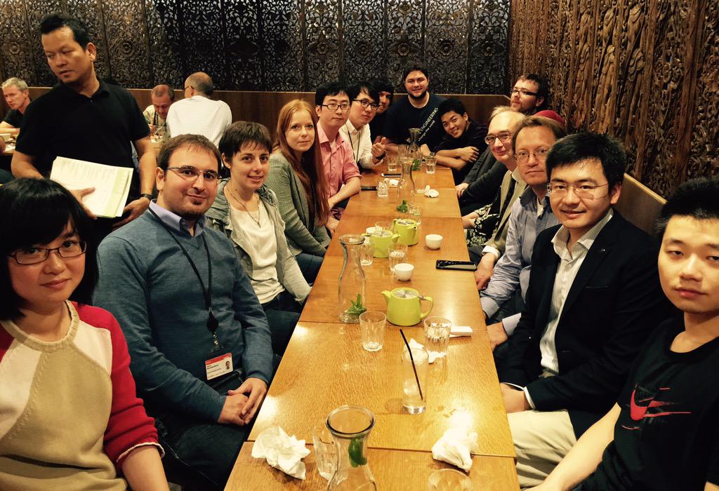 YueJ's tweet photo. CREST lunch for celebrating the impact on the research community of Bill Langdon's Bowtie2 work http://t.co/AV0QtADzcM