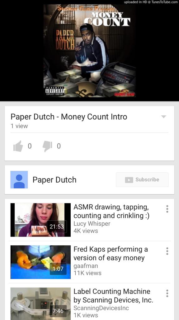 PaperDutchSNG's tweet photo. YouTube Right Now #MoneyCount #Plug2DaStreets #RSENT #ShonuffGang http://t.co/gHdlLyEfi1