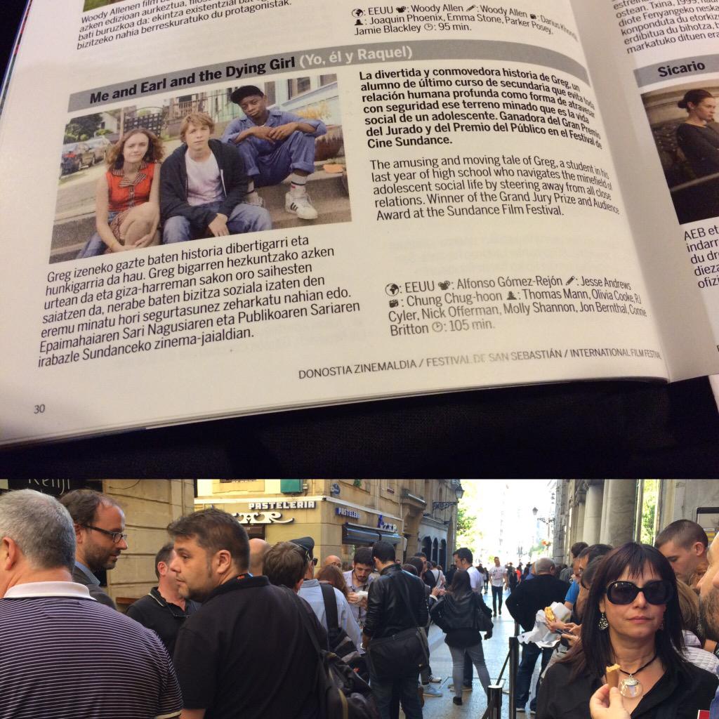 UnionPictures's tweet photo. About to catch Me and Earl and the Dying Girl at the @sansebastianfes. http://t.co/iyKrmzqc3t