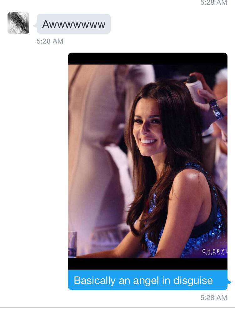 HardcoreAlouder's tweet photo. Explaining who Cheryl was to a friend 😂😂😂 😇😇😍😍 http://t.co/MJi4a40Ei7