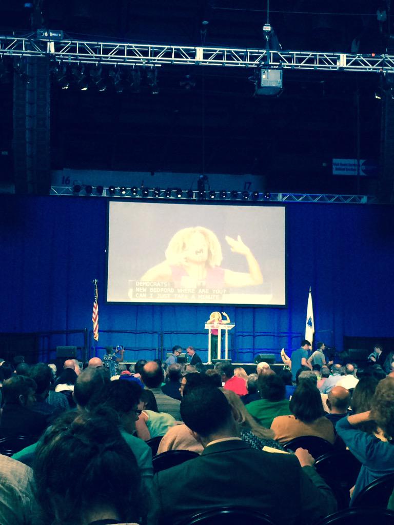 jkwessel's tweet photo. Dana Rebeiro(@MyRebeiro) crushing it on stage at @massdems convention. Overheard in the crowd "she's awesome" #mapoli http://t.co/cUPFvhXHxr