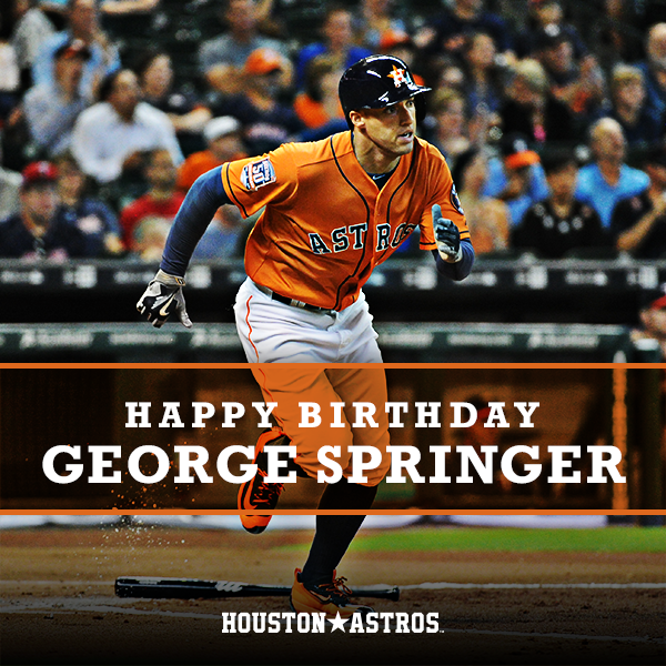 astros's tweet photo. Please join us in wishing #Astros OF George Springer a very happy 26th birthday! http://t.co/StvUXVyFNB