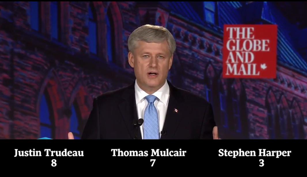 globeandmail's tweet photo. Jabs, jokes &amp; zingers: We tallied up the best off-the-cuff moments from the #GlobeDebate http://t.co/PsGFsyKhTB http://t.co/qXFWpQqGXS