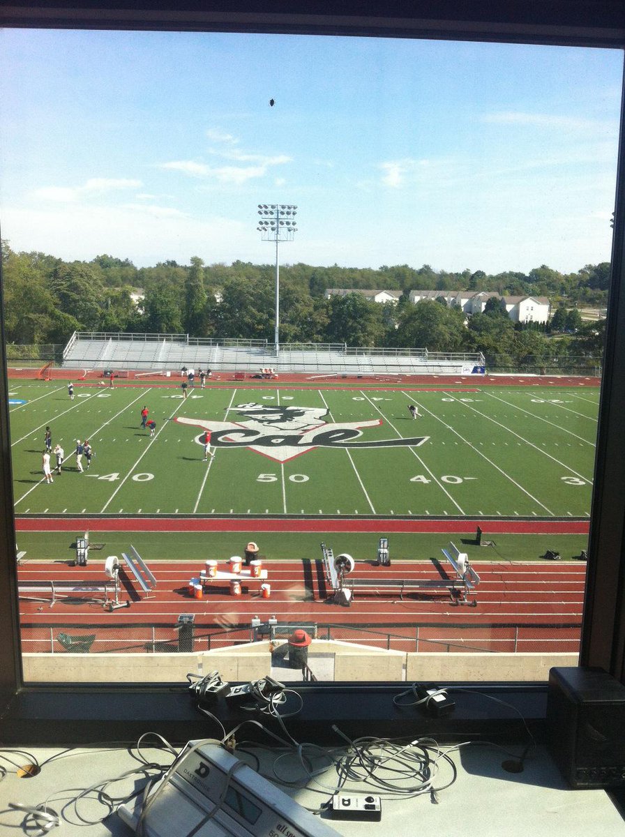 caleahearn11's tweet photo. My view from the #CalUniversity press box! Keep up with my live game updates from the #RedRaiders football game today http://t.co/UqNn1plb5K