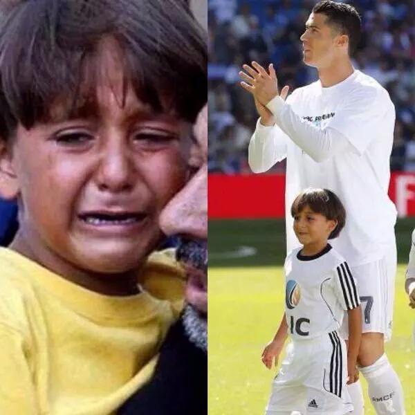 Mercado_Futbool's tweet photo. Zaid Abdul, refugiado de Siria, conoció a su idolo y salió de la mano de CRISTIANO RONALDO.

✔ FÚTBOL 1-0 GUERRA. 👏 http://t.co/Jhg8Y7Lqyz