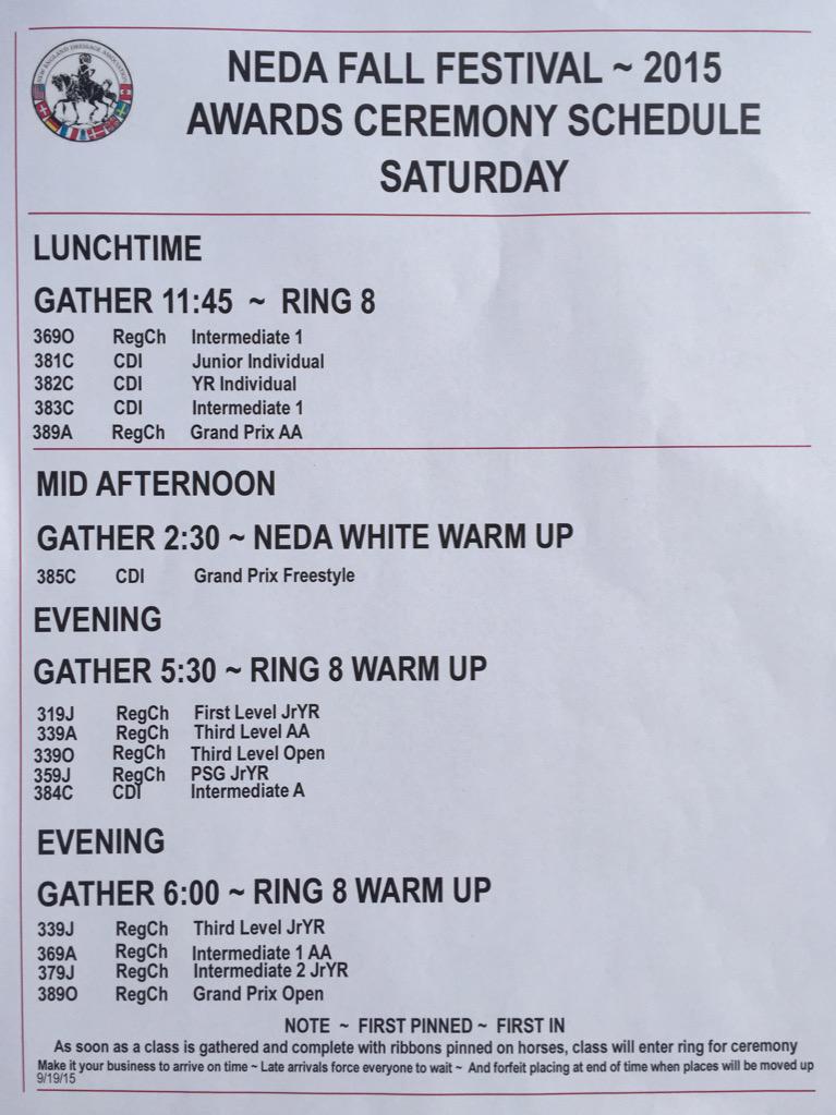 NEDAPress's tweet photo. Saturday Awards Ceremony at #NEDAFall 📋 #nedadressage http://t.co/dOVHZaKSSF