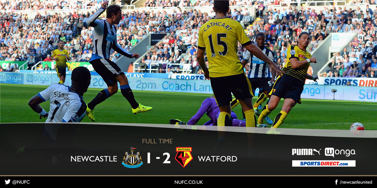 NUFC's tweet photo. FULL TIME Newcastle United 1-2 Watford #NUFC http://t.co/vUCkg7kmOg
