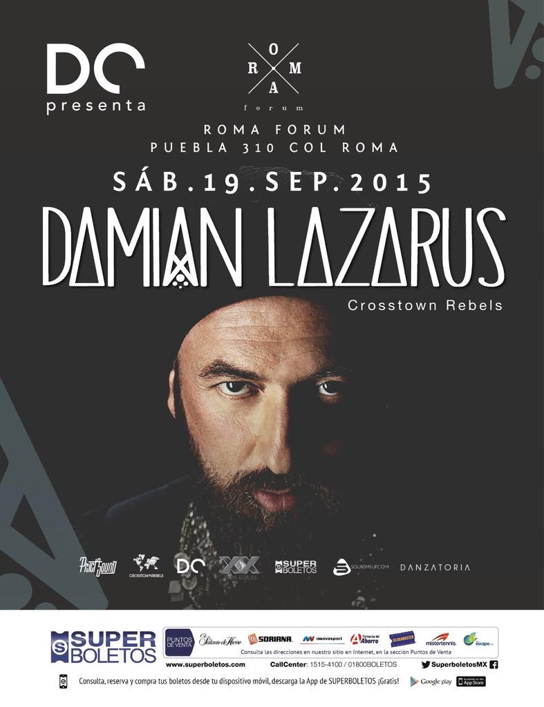 <a href="/damianlazarus/">Damian Lazarus</a> tonite! #ProjectSound  #RomaForum