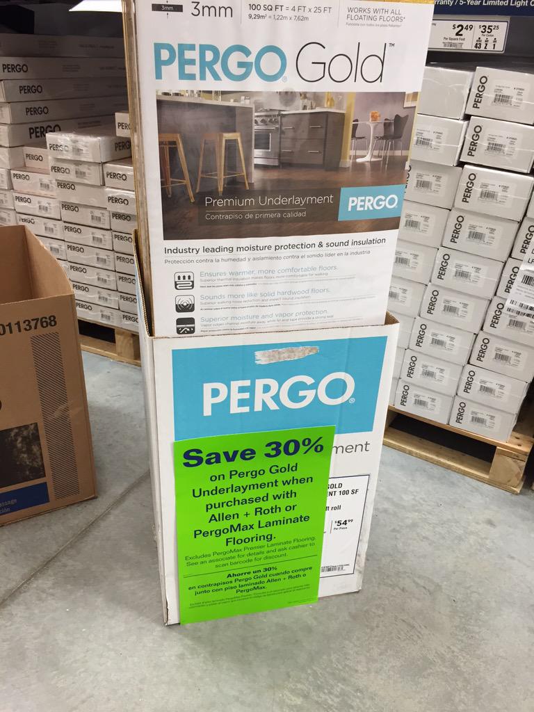 DearHomeowner's tweet photo. @Lowes A sale on underlayment for two types of flooring that do NOT require underlayment? I smell a #scam. #pergogold http://t.co/b5jESzpsdh