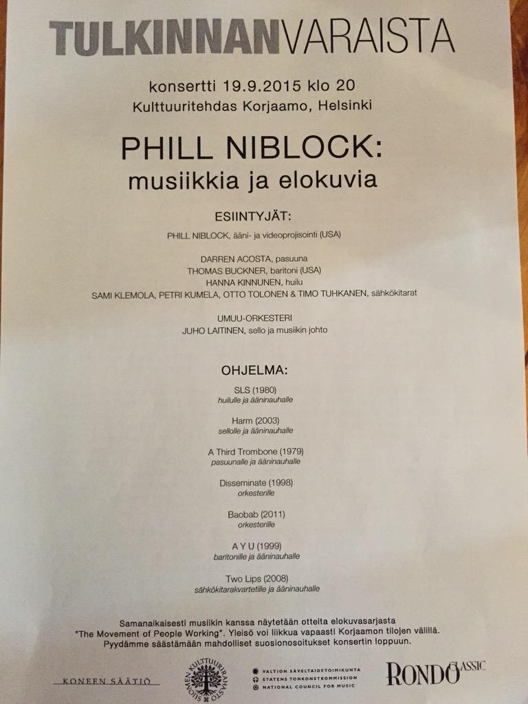 Antti_Rannisto's tweet image. Kohta alkaa. #PhillNiblock in Helsinki