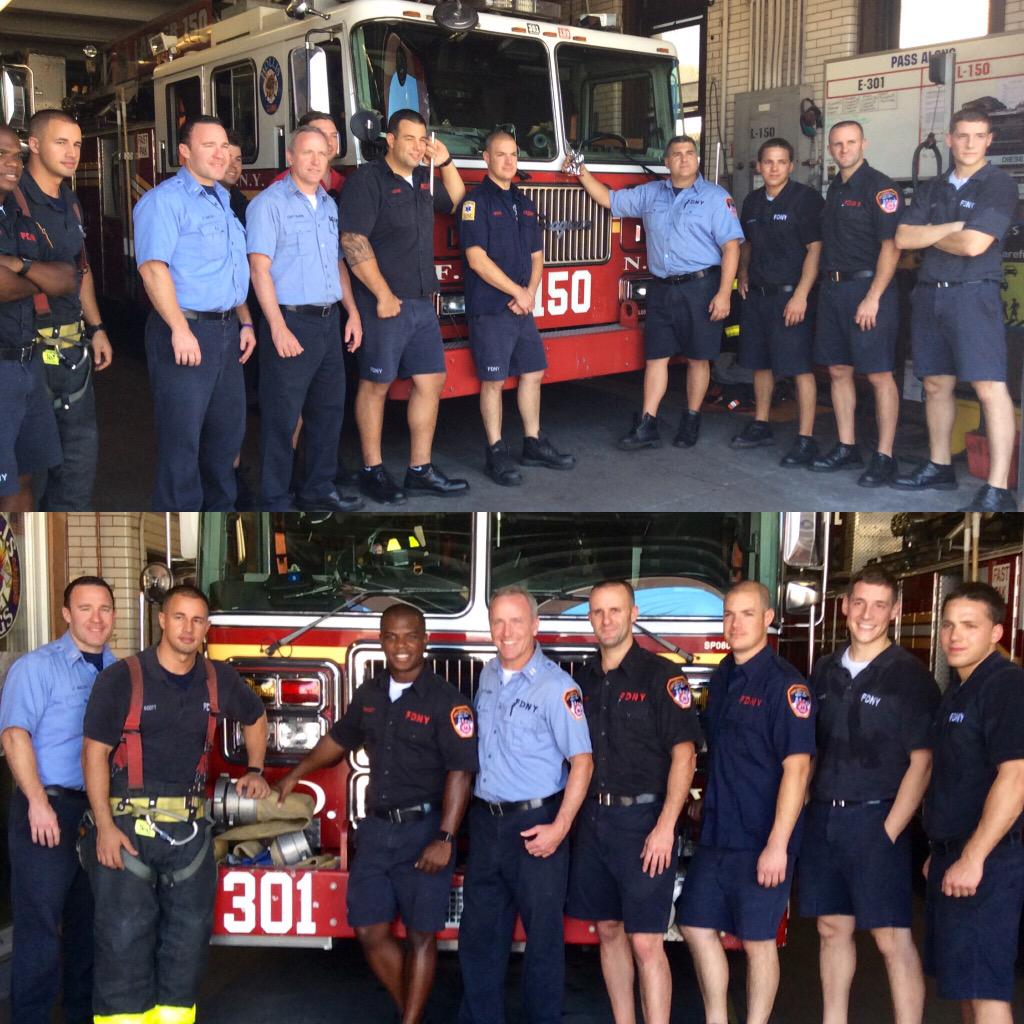 FDNY's tweet photo. #Ladder150 &amp; #Engine301 in the house! http://t.co/HvPvWgwpxP