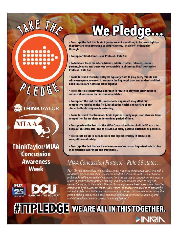 TedPriestly's tweet photo. I took the @ThinkTaylorORG @MIAA033 @Inaria99 #TTpledge for #ConcussionAwareness- now it's your turn! #CARE http://t.co/Sx7IQQ9KnI