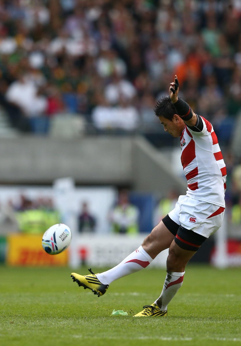 rugbyworldcup's tweet photo. We repeat... #JPN are not going away! Ayumu Goromaru converts his own try and it's 29-29 with 10 mins left #RSAvJPN http://t.co/0geiHkrW9t